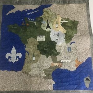 France French Wine Country Regions Quilted Wall Hanging Applique 29" x 29"